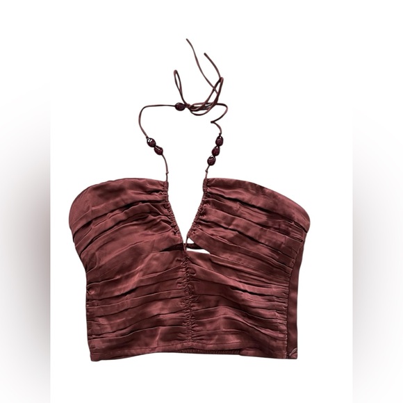 Sezane Tops - Sezane Editions 100% Silk Pearlena Top in Cacao Mahogany Brown NWT US 4